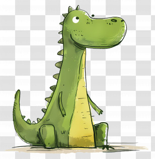 Cartoon Dinosaur - Cute Green Cartoon Dinosaur Illustration Transparent PNG
