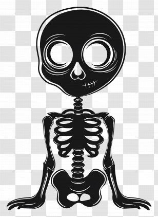 Skull Silhouette - Cartoon Skeleton Illustration Transparent PNG