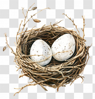 Nest - Bird Nest With Two Eggs Transparent PNG
