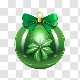 Christmas Ball - Green Christmas Ornament With Bow Transparent PNG