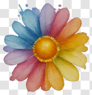 Watercolor Painting - Colorful Daisy Flower Illustration Transparent PNG