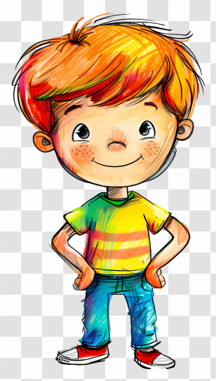 Cartoon Boy - Cartoon Boy With Colorful Outfit Transparent PNG