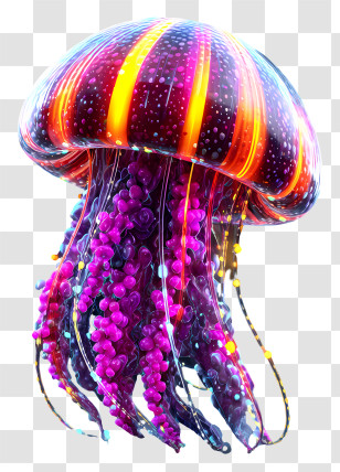 Psychedelic Color - Bright Neon Jellyfish Illustration Transparent PNG