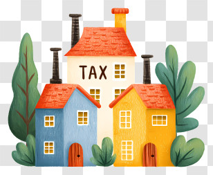 Tax - Tax House With Colorful Roofs Transparent PNG