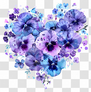 Heart Flower - Purple Floral Heart Transparent PNG