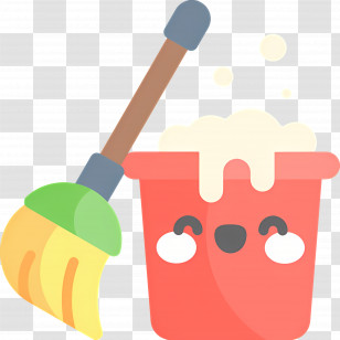 Cleaning Mop - Smiling Bucket And Brush Transparent PNG