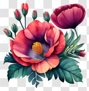 Floral Arrangement - Red Flower Bouquet Illustration Transparent PNG