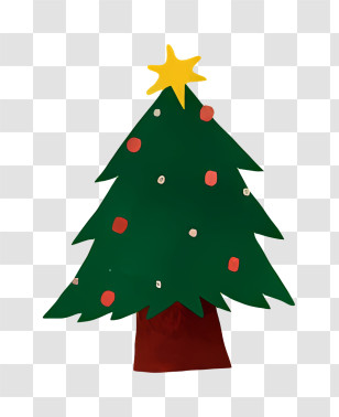 Green Christmas Tree - Christmas Tree With Star Topper And Ornaments Transparent PNG