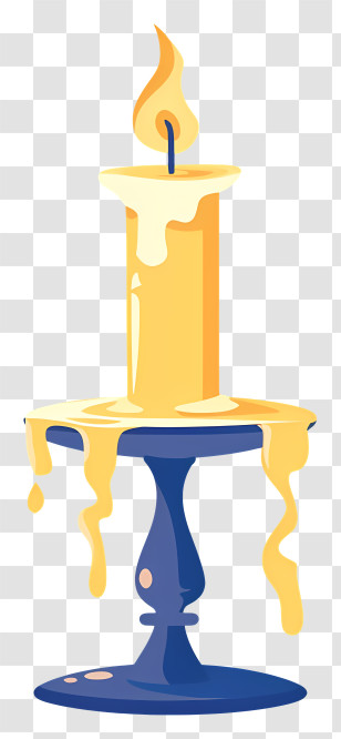 Candle In A Candlestick - Melting Candle With Flame Transparent PNG