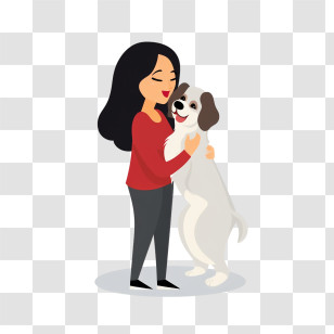 Kissing Dog
 - Cartoon Woman Hugging Her Dog Transparent PNG