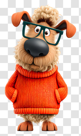 Dog Mascot - Sheep With Glasses And Sweater Transparent PNG