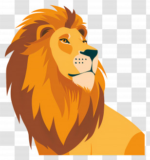Lion - Illustration Of A Majestic Lion With Mane Transparent PNG