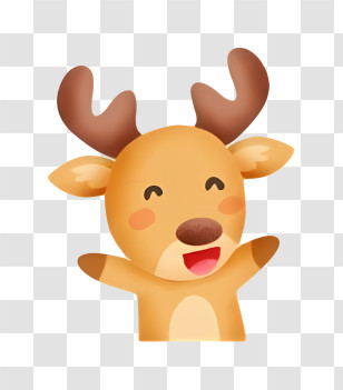 Deer - Happy Cartoon Deer With Antlers Smiling Transparent PNG