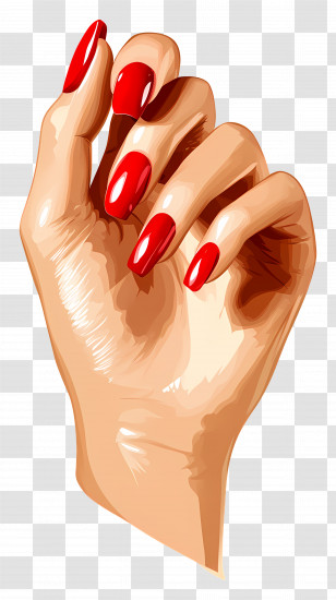 Female Hand - Hand With Red Glossy Nails Transparent PNG