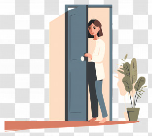 Open The Door - Woman Entering A Room Transparent PNG