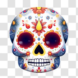 Day Of The Dead
 - Decorated Sugar Skull With Festive Designs Transparent PNG