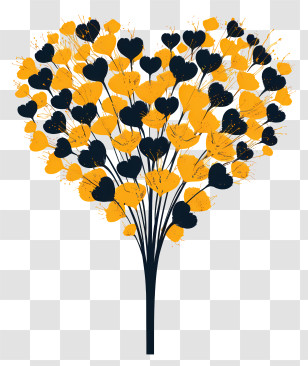 Heart Dandelion - Heart-shaped Flower With Yellow And Black Petals Transparent PNG