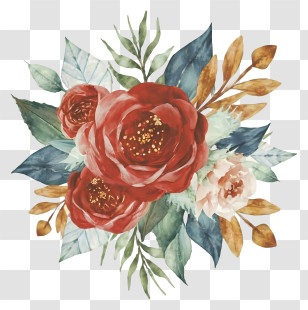 Cartoon - Beautiful Red Flowers Bouquet Transparent PNG