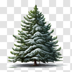 Evergreen Tree - Snow-Covered Evergreen Tree In Winter Transparent PNG