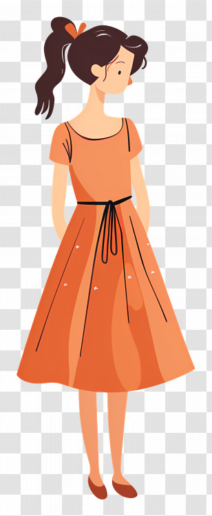 Beautiful Woman - Girl In Orange Dress Transparent PNG