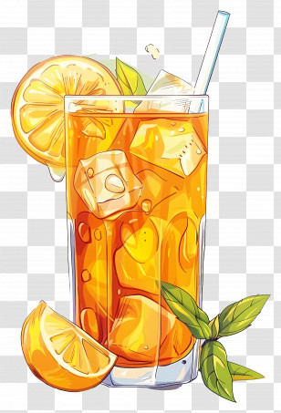 Iced Tea With Lemon And Mint - Refreshing Iced Tea With Lemon Transparent PNG