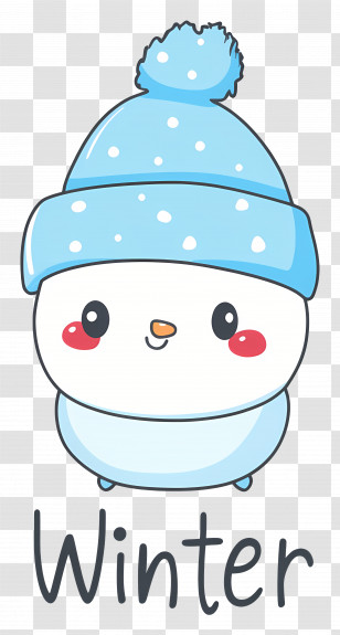 Winter Word - Cute Snowman In Winter Hat Transparent PNG