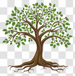 Tree With Roots - Green Tree With Roots Illustration Transparent PNG