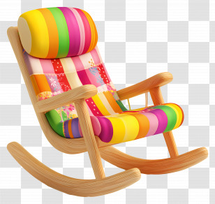 Rocking Chair - Colorful Wooden Rocking Chair Transparent PNG