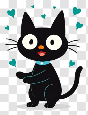 Chococat - Black Cat With Heart Cartoon Transparent PNG