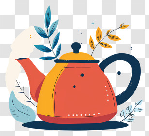 Teapot - Decorative Red Tea Kettle Illustration Transparent PNG