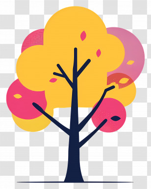 Cartoon Tree - Bright Stylized Autumn Tree Illustration Transparent PNG