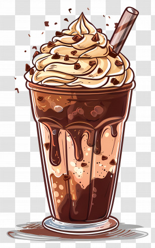 Frappuccino - Delicious Chocolate Milkshake With Whipped Cream Transparent PNG