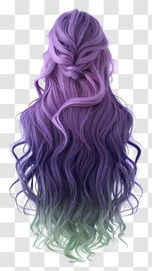 Long Hair Wig - Purple Ombre Hair With Wavy Texture Transparent PNG