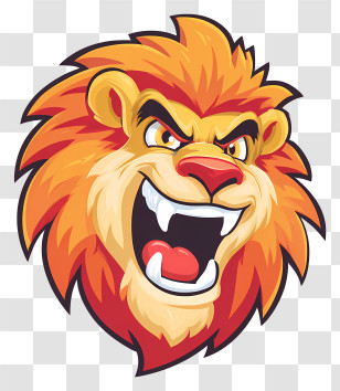 Lion Mascot - Fierce Cartoon Lion Head Transparent PNG