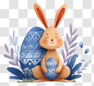 Easter Bunny - Easter Bunny With Painted Eggs Transparent PNG