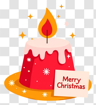 Christmas Candle - Merry Christmas Candle Cake Transparent PNG