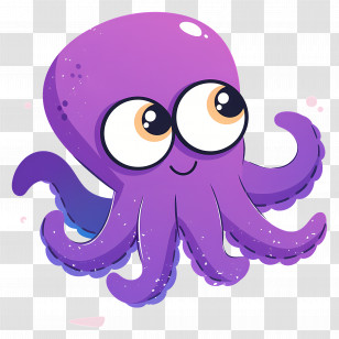 Kawaii Octopus - Cute Octopus Cartoon Illustration Transparent PNG