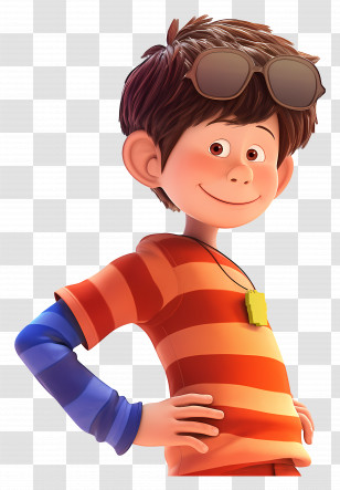 Lorax - Cartoon Boy Character In Striped Shirt Transparent PNG