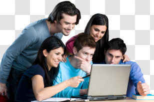 School - Students Collaborating On A Laptop Project Transparent PNG