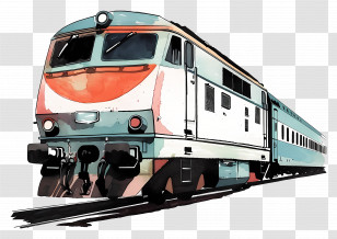 Modern Train Sketch - Contemporary Train Sketch On Tracks Transparent PNG