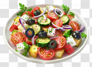 Greek Salad - Greek Salad With Fresh Vegetables And Feta Transparent PNG
