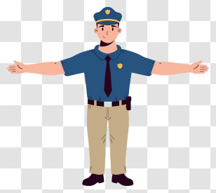Policeman In Uniform - Cartoon Police Officer With Open Arms Transparent PNG