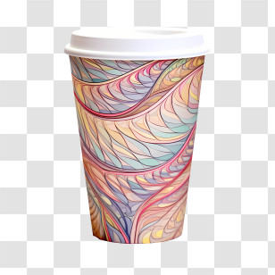 Paper Cup - Decorative Coffee Cup With Artistic Patterns Transparent PNG