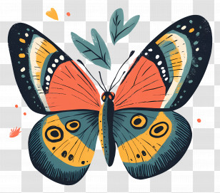 Flying Butterfly - Colorful Butterfly Illustration With Artistic Design Transparent PNG