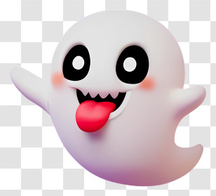 Cartoon Ghost - Cute Halloween Ghost With Smiling Expression Transparent PNG