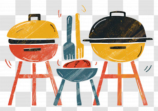 Barbecue - Colorful Barbecue Grills With Utensils Transparent PNG