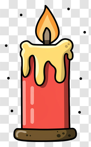 Cartoon - Red Candle With Melting Wax And Flame Transparent PNG