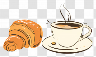 Croissant And Coffee Illustration - Croissant And Coffee Breakfast Illustration Transparent PNG