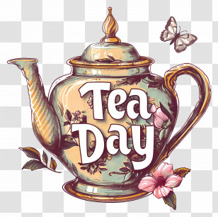 International Tea Day - Vintage Teapot Illustration For Tea Day Transparent PNG