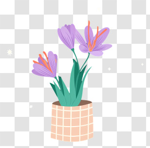 Flower Vase - Purple Flowers In Pot Transparent PNG